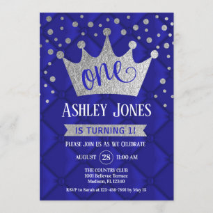 Invitation 1ère fête d'anniversaire - Royal Blue Silver