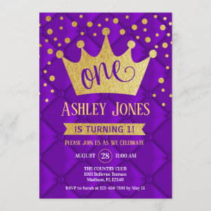 Invitation 1ère fête d'anniversaire - Royal Purple Gold