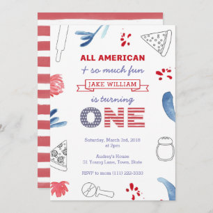 Invitation 1ère fête de pizza d'anniversaire pour garçon ou f