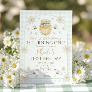 Invitation 1st Bee Day Girls Birthday Honey Daisy