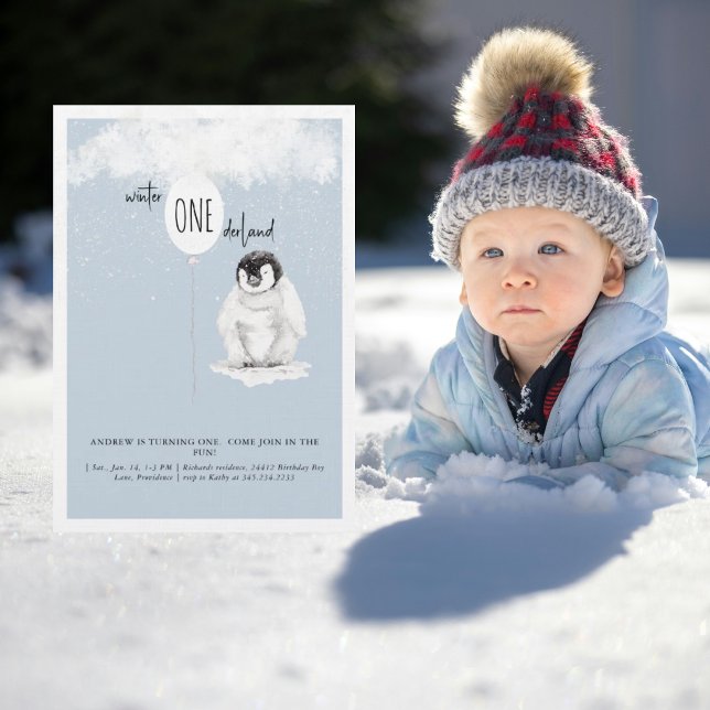 Invitation 1st Birthday Winter Wonderland Blue Birthday Party (Créateur téléchargé)