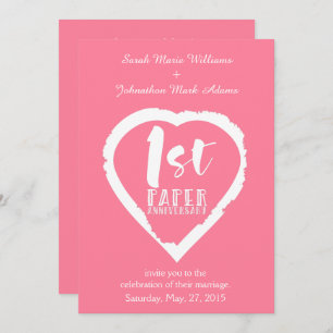 Invitation 1ST paper wedding anniversary heart