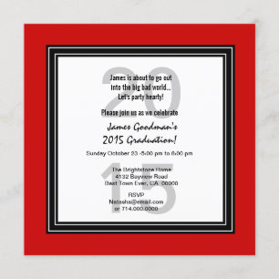 Invitation 2015 ou N'IMPORTE QUELLE ANNÉE de diplôme Red Blac