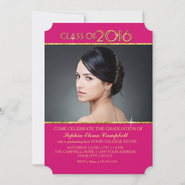 Invitation 2016 Elégant Faux Parties scintillant Confetti Gra (Dos)