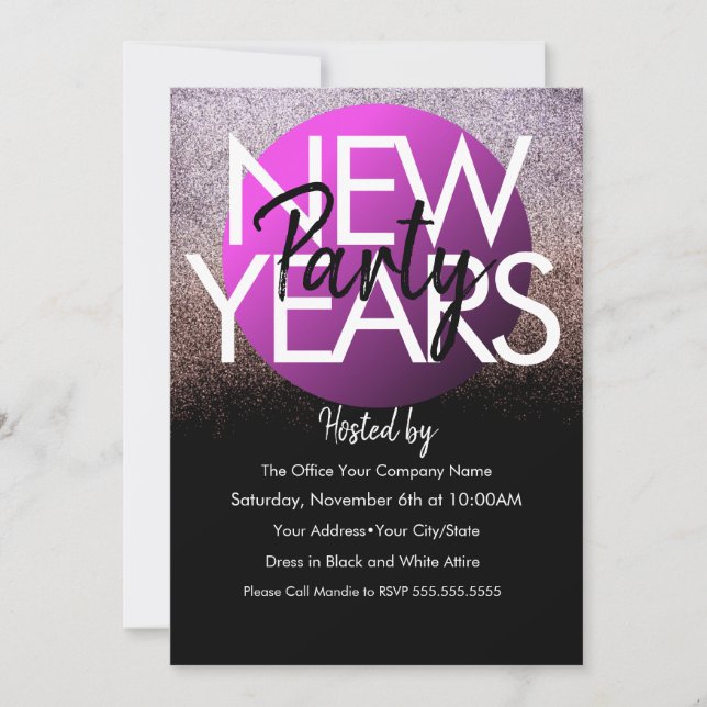 Invitation 2021 New Years Company Event Purple Parties scinti (Devant)