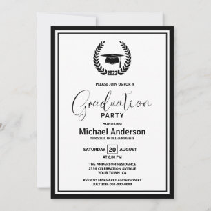 Invitation 2022 Black Border Graduation Party