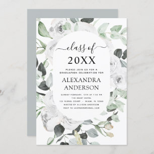 Invitation 2022 Eucalyptus Graduation Floral Rose verdure