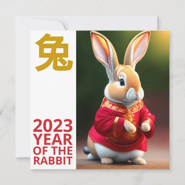 Invitation 2023 Année du Nouvel An chinois du lapin | 2 (Devant)