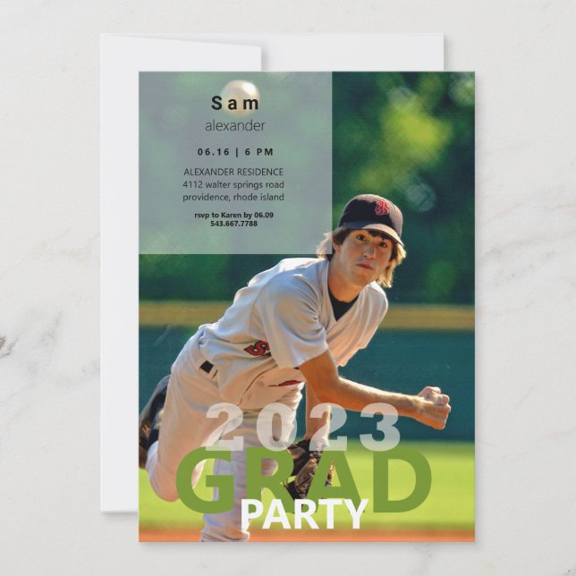 Invitation 2023 Baseball Photo Graduation Party II (Devant)