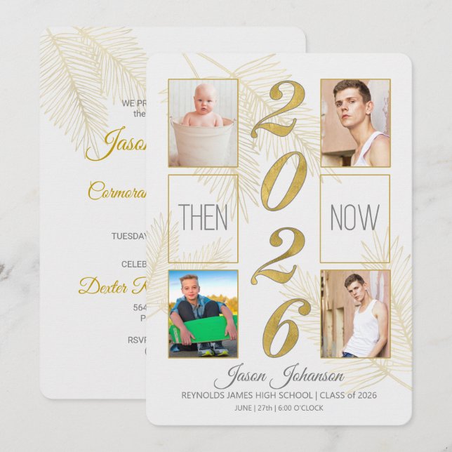 Invitation 2023 Graduation Then and Now 4 Photo (Devant / Derrière)