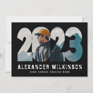 Invitation 2023 Modern Bold Script tendance 4 Photo Graduatio