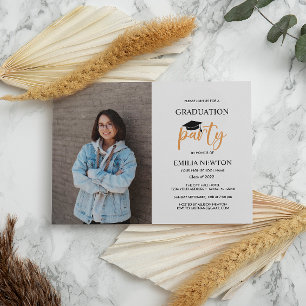 Invitation 2023 Mustard white Photo Graduation Party