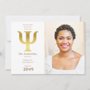 Invitation 2024 Le Docteur Psychologie Graduation Photo Psi D