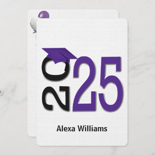 Invitation 2024 Purple and Black Graduation Party