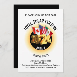 Invitation 2024 TOTAL SOLAR ECLIPSE Flags Watch Party