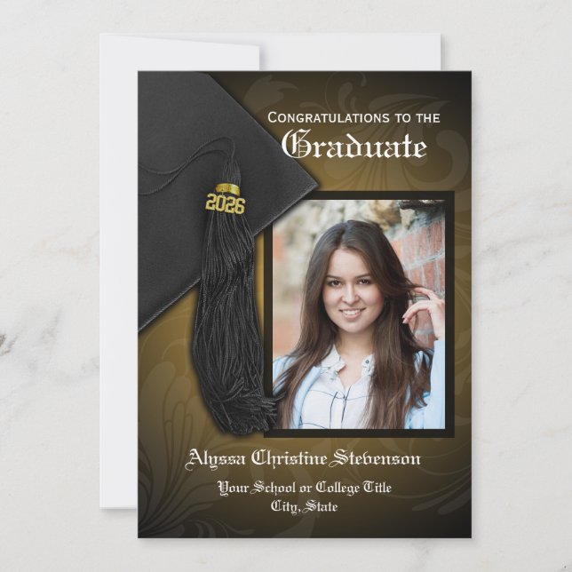 Invitation 2025 Elégant Tassel Or Charme Photo Graduation (Devant)