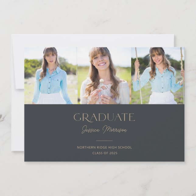 Invitation 2025 Graduate Script Name Grey Graduation Party (Devant)