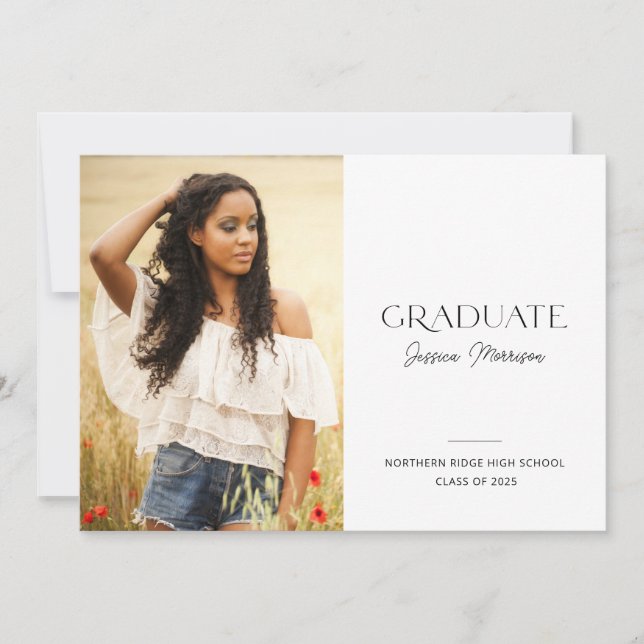 Invitation 2025 Modern Script Simple 1-Photo Graduation Party (Devant)
