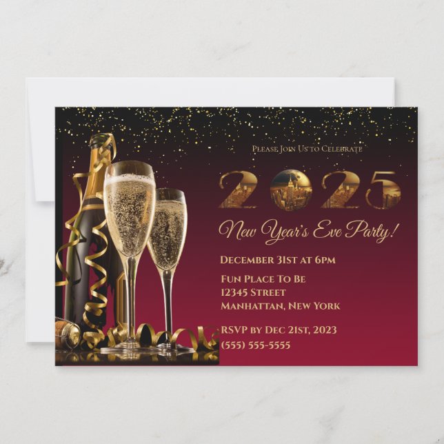Invitation 2025 New Year's Eve Party-Ball-NYC-Red (Devant)