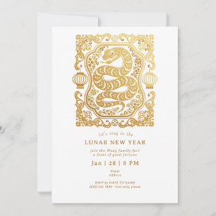 Invitation 2025 Nouvel An Lunaire Du Snake White Gold Party