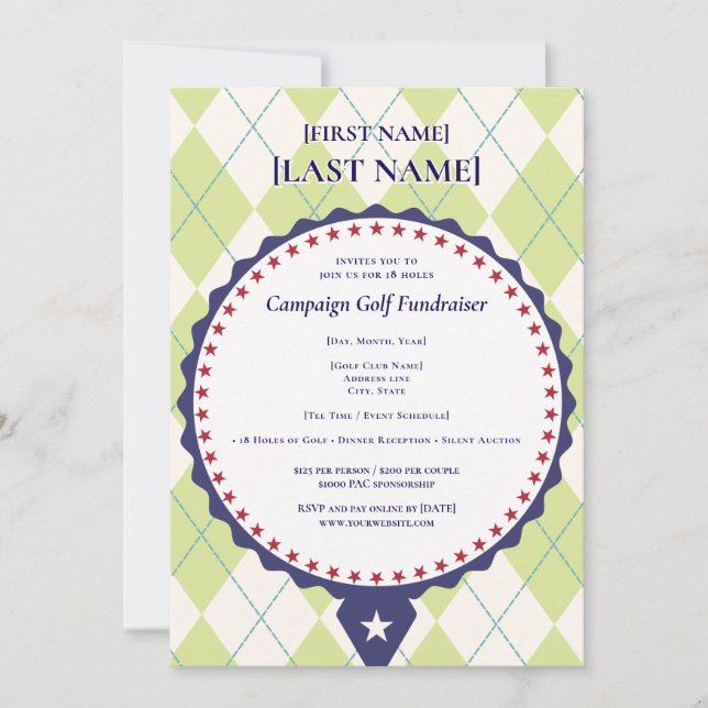 Invitation 2026 Candidat politique Golf Scramble Collecte de  (Devant)