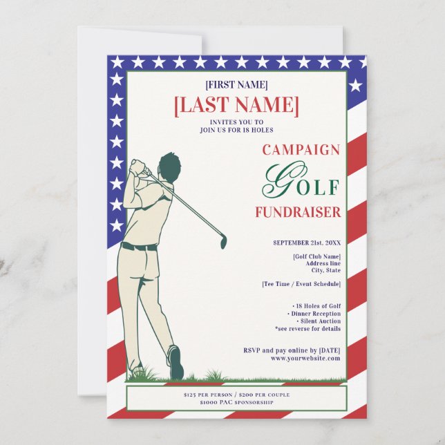 Invitation 2026 Candidat politique Golf Scramble Collecte de  (Devant)