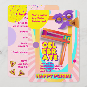 Invitation 2026 Joyeuse Fête de Pourim pour Tous les Âges