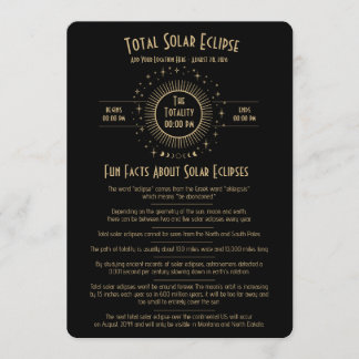 Invitation 2026 Solar Eclipse Celestial Stars Black Fun Facts
