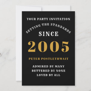 Invitation 20e Anniversaire 2005 Black Gold personnalisé pour