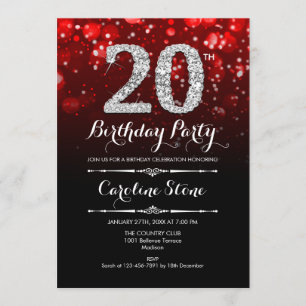Invitation 20e anniversaire - Argent Noir Rouge
