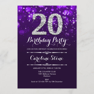 Invitation 20e anniversaire - Argent violet