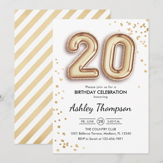 Invitation 20e anniversaire - Ballons d'or (Devant / Derrière)