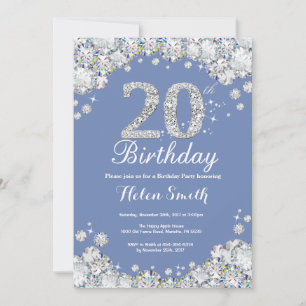 Invitation 20e anniversaire Blue and Silver Diamond