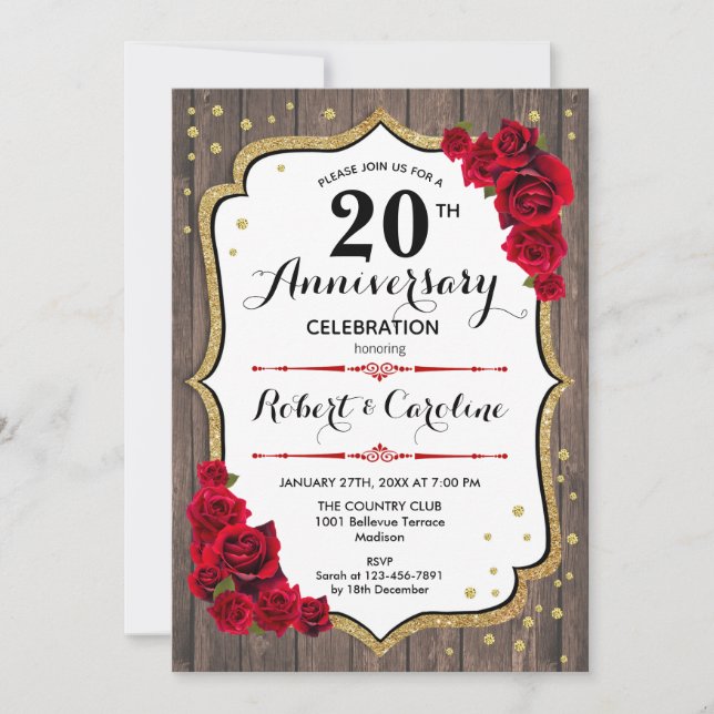 Invitation 20e anniversaire - Bois Or Rouge (Devant)