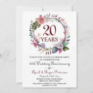 Invitation 20e anniversaire de la surprise de la Chine Mariag