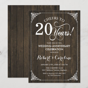 Invitation 20e anniversaire de mariage - Bois