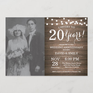 Invitation 20e Anniversaire de Mariage Bois Rustique