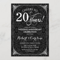 20e anniversaire de mariage - Damassé noir et blan