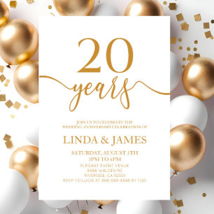 Invitation 20e anniversaire de Mariage de Champagne minimalis