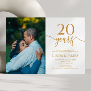 Invitation 20e anniversaire de Mariage de Champagne minimalis