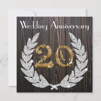 Invitation 20e anniversaire de mariage Diamond Laurel & Gold