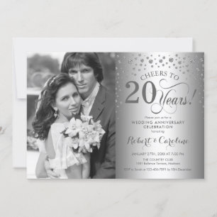 Invitation 20e anniversaire de Mariage en argent avec photo