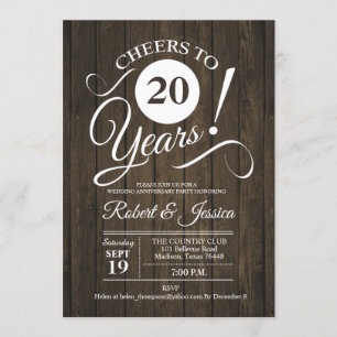 Invitation 20e anniversaire de Mariage en Russie - Bois