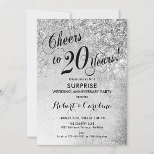 Invitation 20e anniversaire de Mariage surprise - Argent