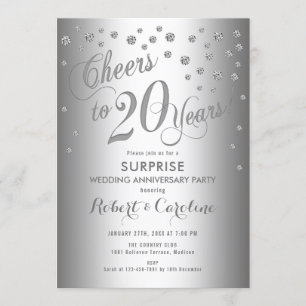 Invitation 20e anniversaire de Mariage surprise - Argent