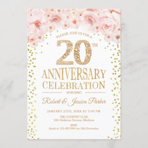 Invitation 20e anniversaire - Gold blanc