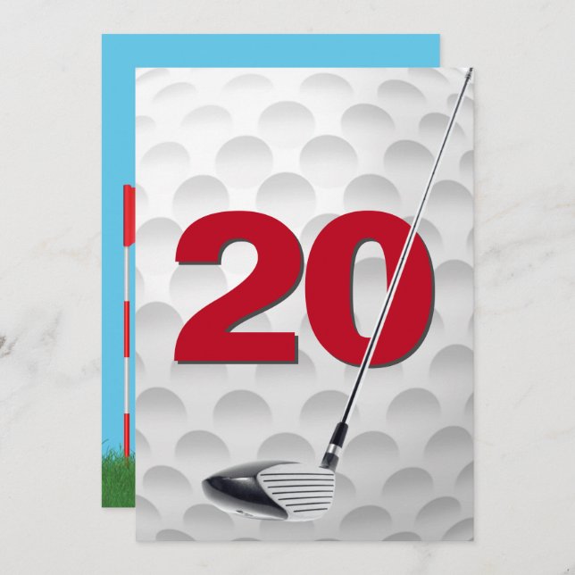 Invitation 20e anniversaire Golf Theme Party (Devant / Derrière)