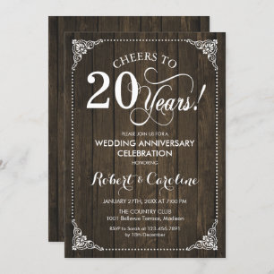 Invitation 20e anniversaire Mariage - Bois
