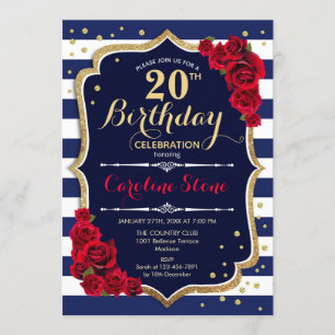 Invitation 20e anniversaire Marine White Stripes R