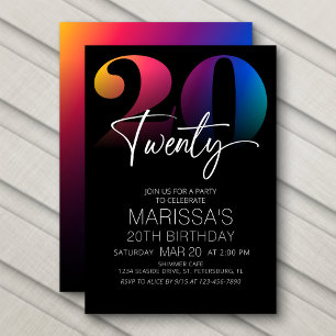 Invitation 20e anniversaire moderne